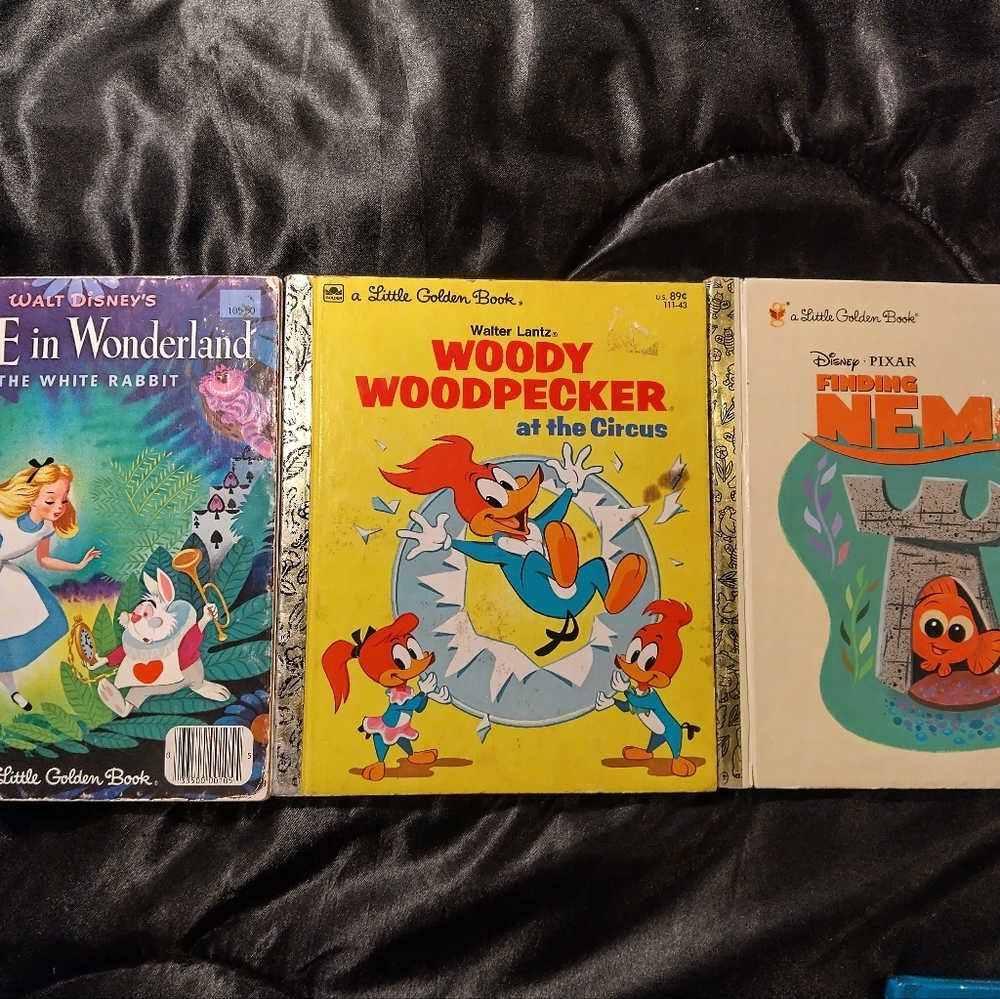 Little Golden Book Bundle – Alice, Woody Woodpecker, & Nemo 🐠🐇✨